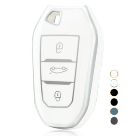 OFF WE GO OFF WE GO Schlsselhlle Autoschlssel Hlle Passt fr Peugeot 208 308 408 508 307 2008 3008 5008 Schlsselbox fr Citroen C3 C4 C5 DS3 DS5 DS7 3 Tasten TPU Schlssel Hlle Schutzhlle, Wei? Silber