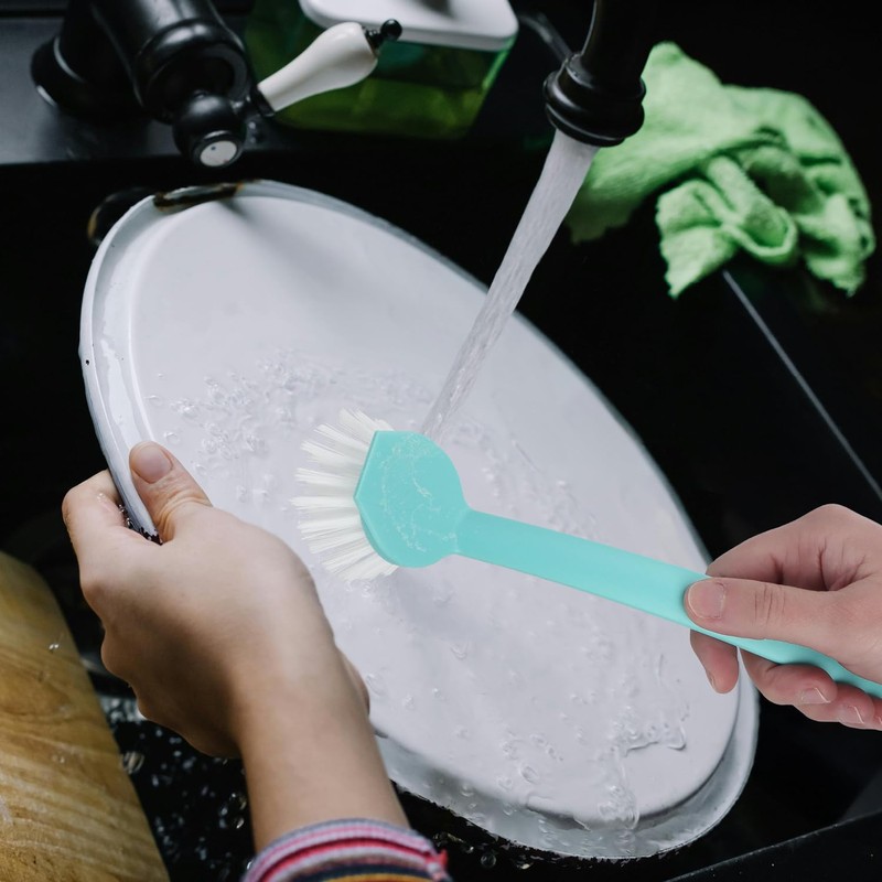com-four® 4 x Washing Up Brush, Kitchen Brush for Washing,