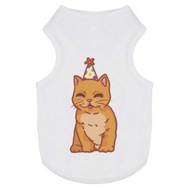 'Smiling Party Hat Ginger Kitten' Pet Dog/Cat T-Shirt (PT00108631)