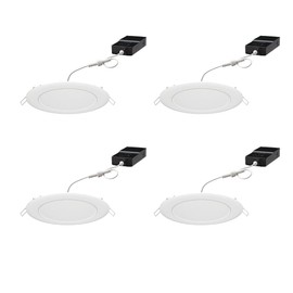 Juno WF6C RD TUWH MW CP4 M2 Smart LED Recessed Light, Wafer Downlight, 2700K-5000K Tunable White, Dimmable, Zigbee or Bluetooth, Use Alexa, Google Home, SmartThings, 6", White, 4 Pack, Matte White