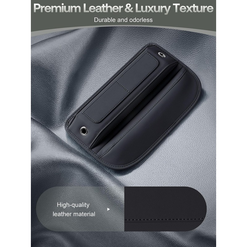 Universal Fit Premium Leather Car Seat Gap Filler Organizer, Center