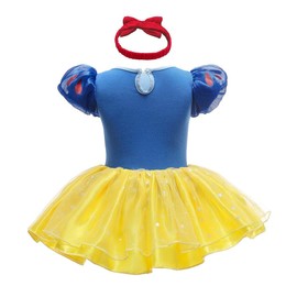 Lito Angels Infant Princess Snow White Fancy Dress Up Bodysuit Romper Costume with Bow Headband for Baby Girls Age 3-6 Months, Yellow 295