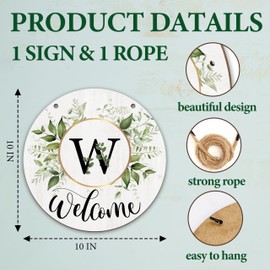 Letter W Wreaths Welcome Sign For Front Door, Greenery Boho Decorations Monogram Sign For Home, Initial Door Signs Wreath For All Seasons, Last Name Signs Housewarming Gifts For Friends Family -23