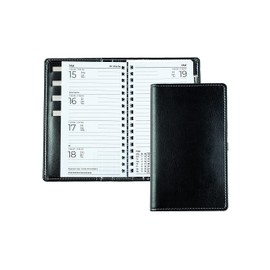 DELMON VARONE - Pocket Diary A6 2025 Vegan Faux Leather Black - Organiser Diary (1 Week on 2 Pages) Small - Calendar with Week to View & Spiral Bound - Weekly Planner (Refillable)