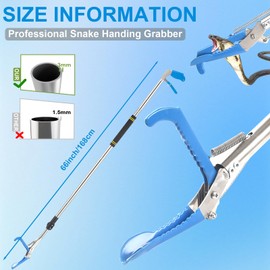 Snake Tong Grabber, 65 Inch Snake Clamping Tool for Safe Snake Handling and Rattlesnake CaptureMade of stainless steel tubing sponge handles and plastic. (blue)