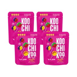 Koochikoo Sugar Free Lollipops Pouch, Assorted Fruit Flavors, No Sugar Added, Gluten Free, Certified Vegan (5.5 oz, Pack of 4)