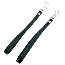 2 Pieces Genuine Leather Wrist Strap for Wallet Clutch Wristlet Purse Keys Keychain Pouch (black)
