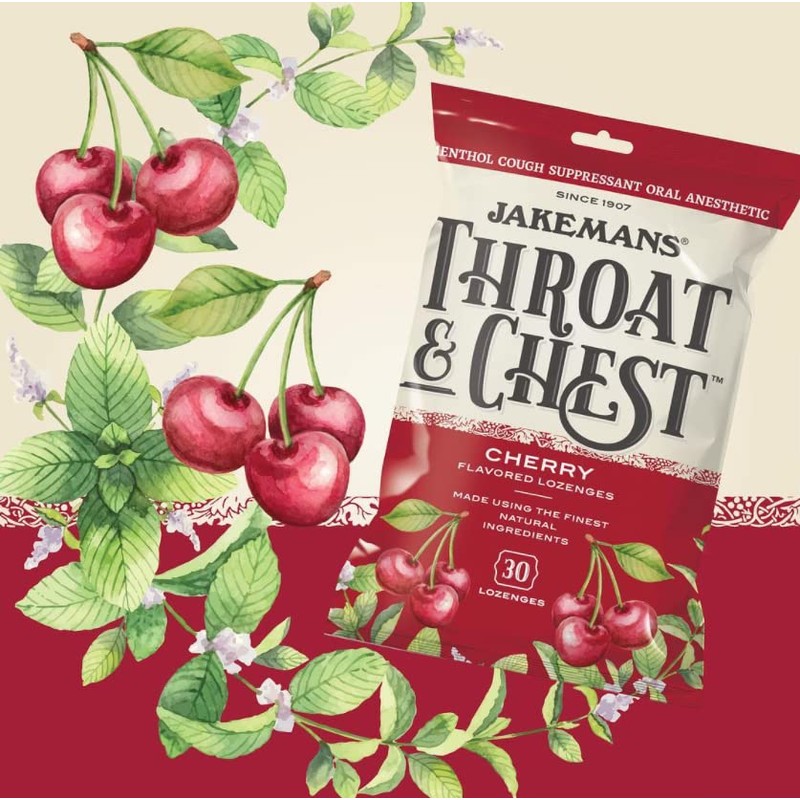 Jakeman’s Throat & Chest Menthol Cough Suppressant Drops – Cherry