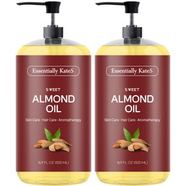 Essentially KateS Aceite de Almendras Dulces 33.8 FlOz - Paquete de 2 X 16.9 FlOz - Puro y Natutral y Prensado En Frío - Aceite Corporal, Aceite de...