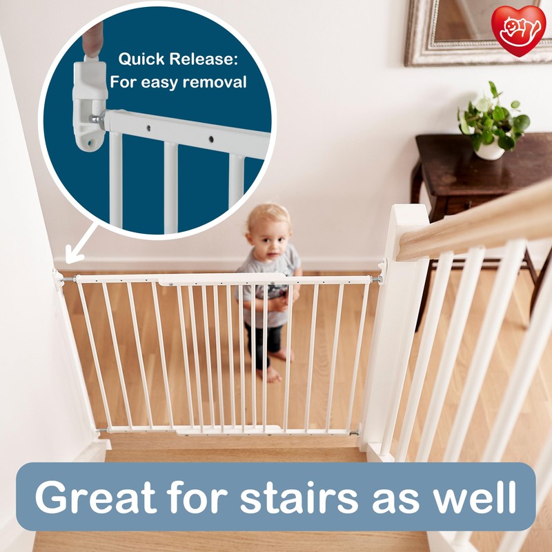 BabyDan MultiDan, 24.6"-42", Extendable Stair Gate/Baby Gate/Safety Gate, Metal, White,