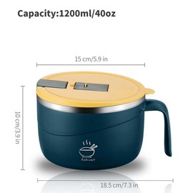 1200ml Large Capacity Instant Noodle Bowl, Multi-purpose Anti-scald Instant Noodle Bowl, Tableware for Home Office Dormitory, Fall Fathers Day Gift, Kitchen Gadgets 2024 - Color: Black, Specification: 1200ml