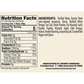 Gourmet Warehouse Sugar Free BBQ Sauce,16 ozs, 2 Pack - Low Carb, Paleo/Keto Friendly, Gluten Free, No MSG