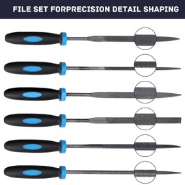 Acooruiteng Metal File Professional File 6 Pcs Files Mini File Set Metal File Set Diamond File with Comfortable Grip and Plastic Storage Bag Perfect for Wood Metal DIY Project Pro's