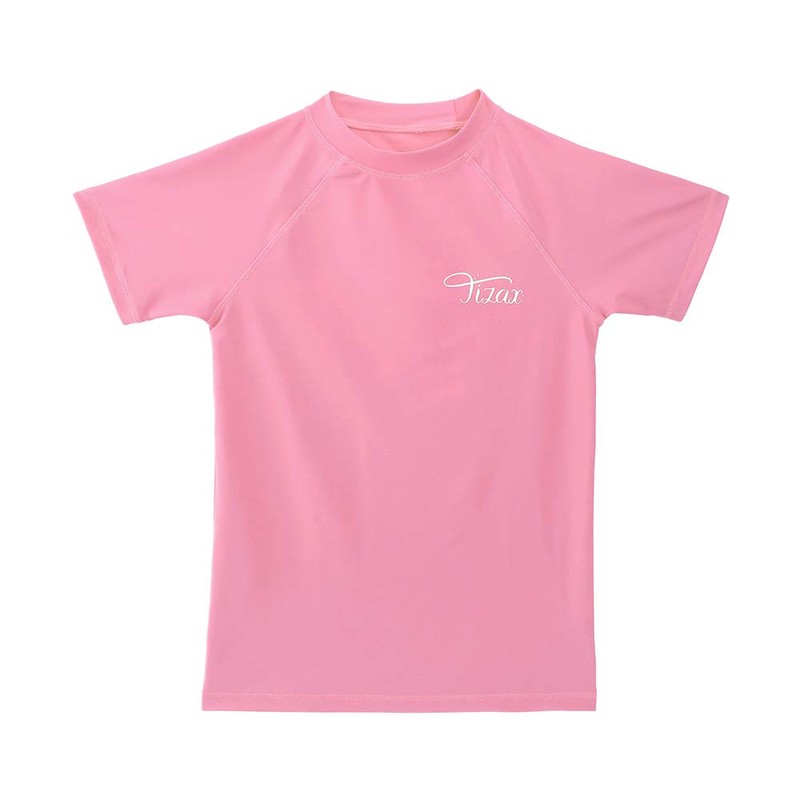 TIZAX Girls Short Sleeve Swimming Shirts Kids Sun Protection Rash