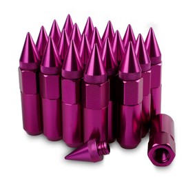 M12X1.5 Spiked Nuts for Rims Aluminum Extended Tuner Lug Nuts 20PCS 60MM (Purple)