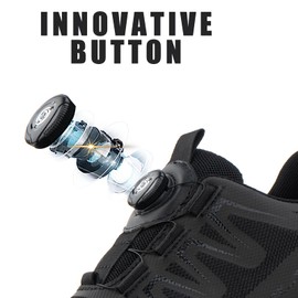 Loiston Work shoes, men's safety shoes, women's steel toe cap, lightweight, non-slip, sports, EU 37-46, Son 2 safety shoes, black