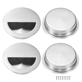 M METERXITY 4-Pack Recessed Finger Pulls, 2.75 Inch / 70mm Stainless Steel Sliding Closet Door Handles for Barn/Pocket Door, Semicircle Flush Pulls Handles