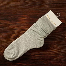 Ealafee Sheer Socks Party Dress Purple Shiny Socks with Rinestone for Ladies