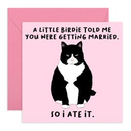 Central 23 - Funny Congratulations Card for Her - 'A Little Birdie…You Were Getting Married' - Fun Engagement Card - Cat Card - Comes with Fun Stickers