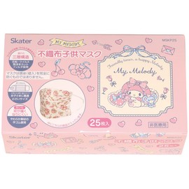 Skater MSKP25-A 3D Mask for Kids, Three-Layer Non-woven Fabric, 25 Pieces, Boxed, My Melody Sanrio