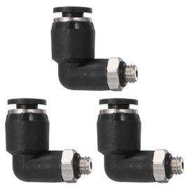 sourcing map 3pcs Push to Connect Tube Fitting M5x0.8 Male Thread x 4mm ID 90 Degree Pneumatic Quick Connect Air Fittings, Black