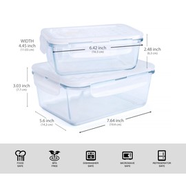 HUSANMP Borosilicate Tempered Glass Food Storage Containers with Lids, [10 Pack] Airtight Lunch Containers. Microwave, Oven, Freezer and Dishwasher Safe.