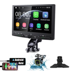 Portable Wireless Apple Carplay Touchscreen for Car, 7" HD Portable Android Auto Screen Car Stereo, Car Audio Receivers 1080p Backup Camera, GPS Navigation, Bluetooth, USB/AUX/FM, DSP