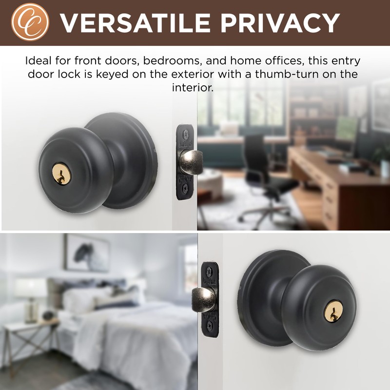 Copper Creek CK2040BC Colonial Door Knob with Key Entry Function