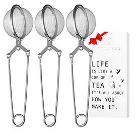 Colador de té Snap Ball Paquete de 3 infusor de té con asa, infusor de malla de té, colador de bola a presión, infusor de té de hojas sueltas empinadas, filtro de té de malla fina para especias y