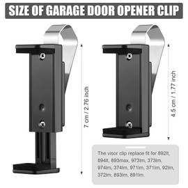 1 Piece Garage Door Opener Clip Universal Car Garage Remote Visor Clip Compatible with Liftmaster, Sears and Chamberlain, Adjustable Gate Clicker Holder Fits for Different Size Remotes 1.7-2.8 Inch