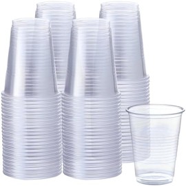 Next Level Stuff Clear Plastic Cups - 7 oz. (Pack of 100) - Disposable Plastic Drinkware, Perfect Clear Cups for Birthday Party Supplies, Weddings or Everyday Use