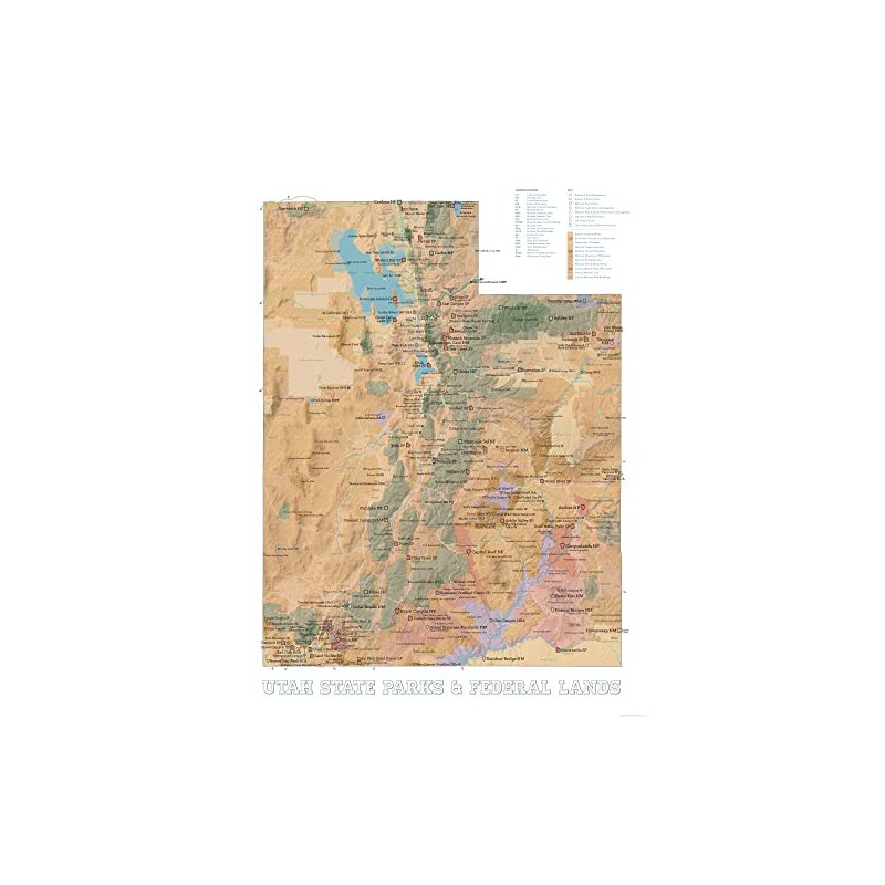 Utah State Parks & Federal Lands Map 18x24 Poster (Camel