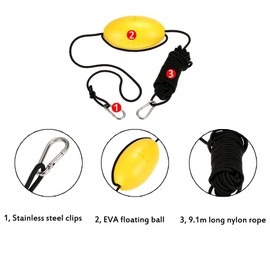 Docooler 1pc Kayak Drift Anchor Tow Rope Tow Line 9.1m / 30ft Long Nylon Rope Stainless Steel Clips Kayak Accessory
