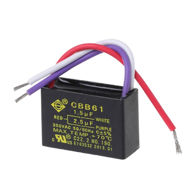 BOBEINI CBB61 Ceiling Fan Capacitor 1.5uF + 2.5uF 3 Wire