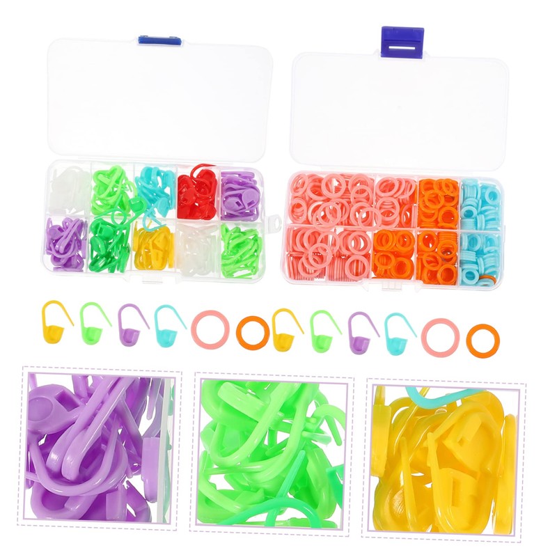 DOITOOL 2 Boxes Locking Stitch Markers of Portable Crochet Tools