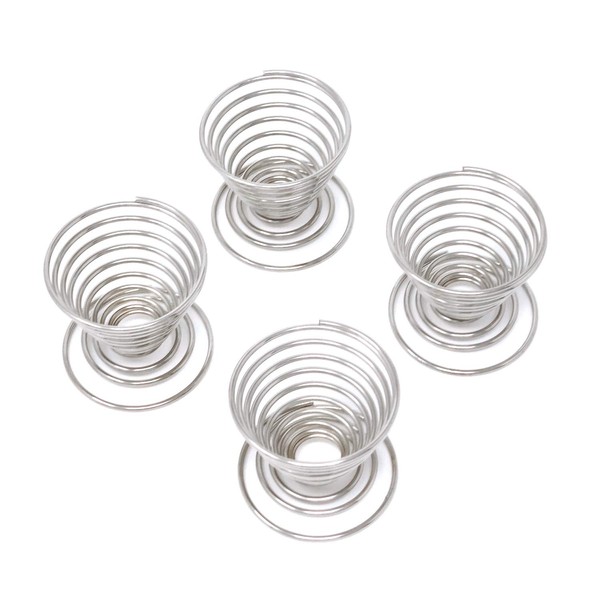 Honbay 4PCS Stainless Steel Spring Wire Tray Egg Cups Holder Serving Cups Egg Tray for Egg
