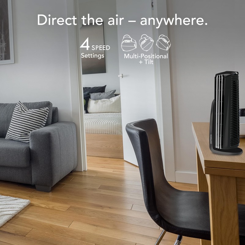 Vornado Duo Small Room Tower Air Circulator Fan, Black, 14