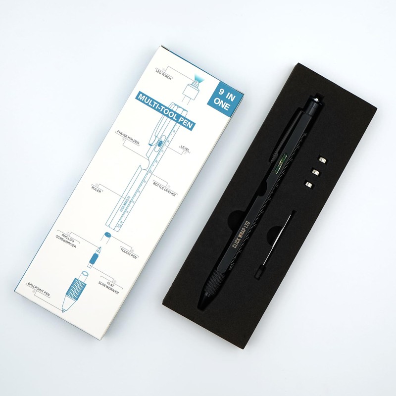 Black 9 in 1 Multi Tool Pen Gadget for Men,