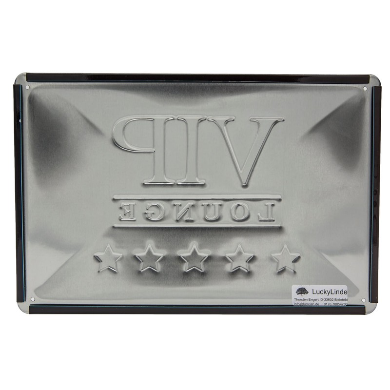 VIP Lounge Embossed Tin Sign 30 x 20 cm Metal
