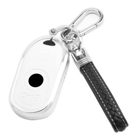 K LAKEY Buick Car Key Fob Cover, Compatible with Buick Enclave Lacrosse Verano Encore Regal Envision Cascada GL8 (Metal leather 4 buttons White)
