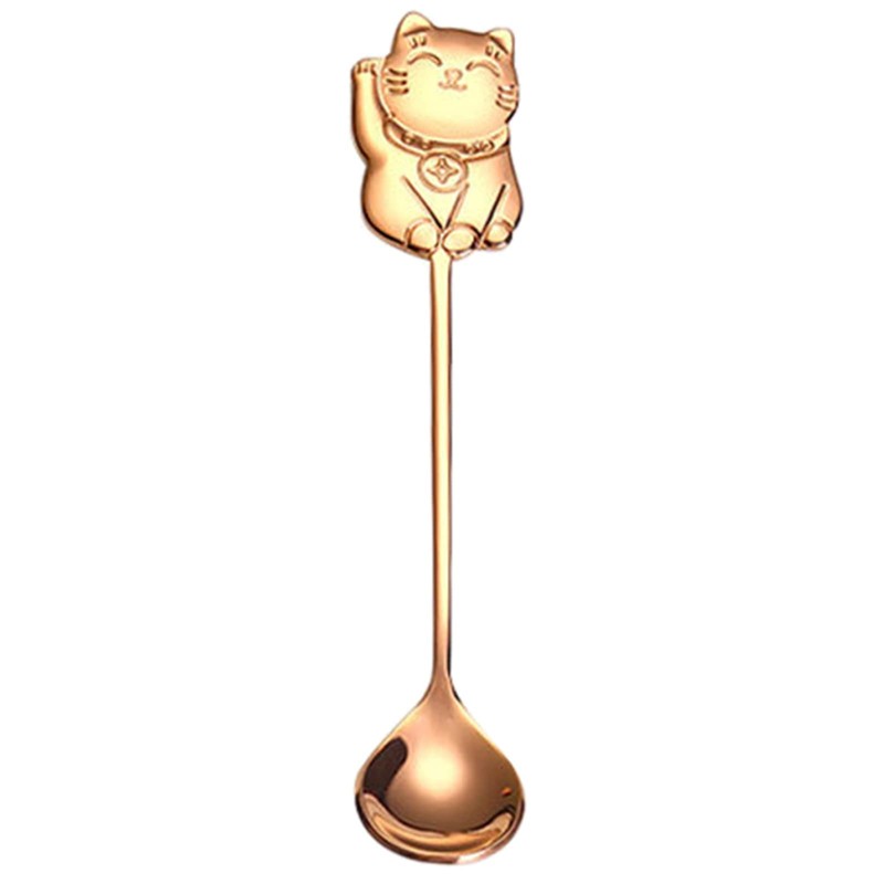 MUUYYI Stainless Steel Coffee Dessert Spoon Cute Cat Shape Teaspoon