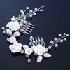 Yean Wedding Flower Hair Comb Pearl Bridal Hair Accessories Crystal