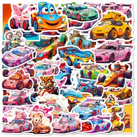 Pack of 50 Sports Car Racing Cars Stickers Motorcycle Laptop Water Bottles Phone Guitar Skateboard Bicycle Racing Car Vinyl Stickers Waterproof Aesthetic for Teenagers Children Adults