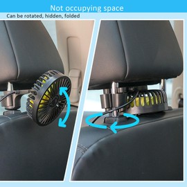 Electric Car Fans for Rear Seat Passenger Portable, Extremely Silent Baby Car Headrest Fan For Backseat, Small USB Fan Mini Cooling Fan Portable Clip On Baby Crib Kids Dogs