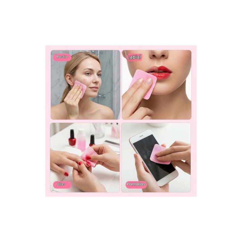 Celulosa para Uñas sin Pelusa, 200Pcs Almohadillas para Limpiar Uñas,