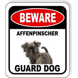 BEWARE AFFENPINSCHER GUARD DOG Aluminum Composite Outdoor Sign 8.5" x10"
