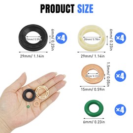 16 Pcs Diesel Injector O-Rings Kit, 1.6 Hdi Diesel Injector Gasket, Injectors, Diesel Injector Gaskets Washers, Fuel Injector Gasket Set (1314368, 1982A0, Green)