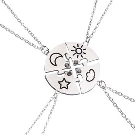 Matching Sister Necklaces for 4 Best Friends Gifts Necklaces for Women Silver Puzzle Piece Necklace for Sisters Birthday Gifts for Best Friends Friendship Gifts for Women Necklace for Bestie