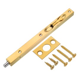 uxcell uxcell Door Bolts Latch 10 Inch, Stainless Steel Security Door Guard Lever Action Flush Slide Lock for Inactive Leaf, Double Dummy Door, Gold