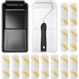 Kit de Rodillos de Pintura, Paquete de 15 - Mini Rodillo de 4 Pulgadas Con Bandeja y Cepillo para Polvo Con Marco